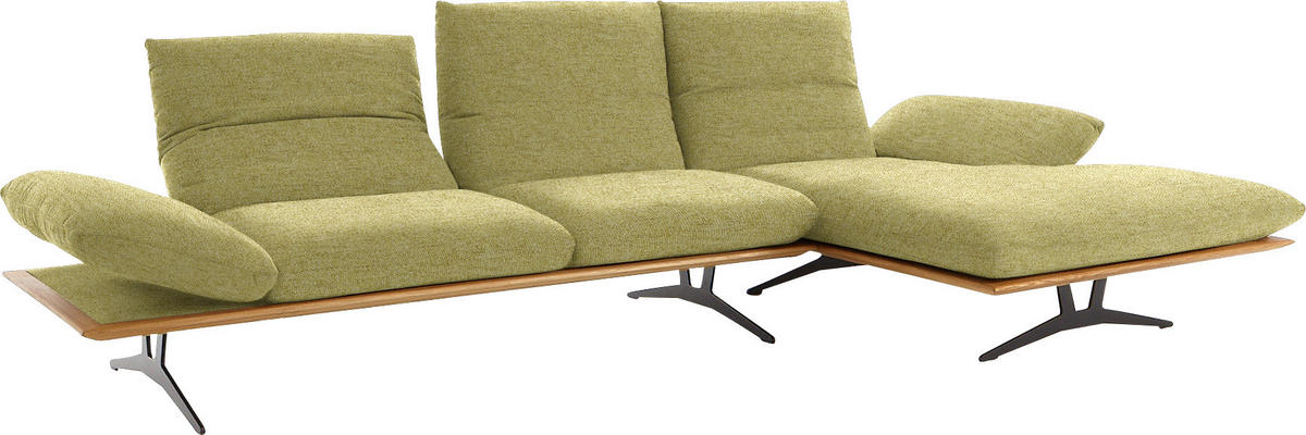 ECKSOFA in Flachgewebe Limette  - Limette/Schwarz, Design, Holz/Textil (314/159cm) - Dieter Knoll