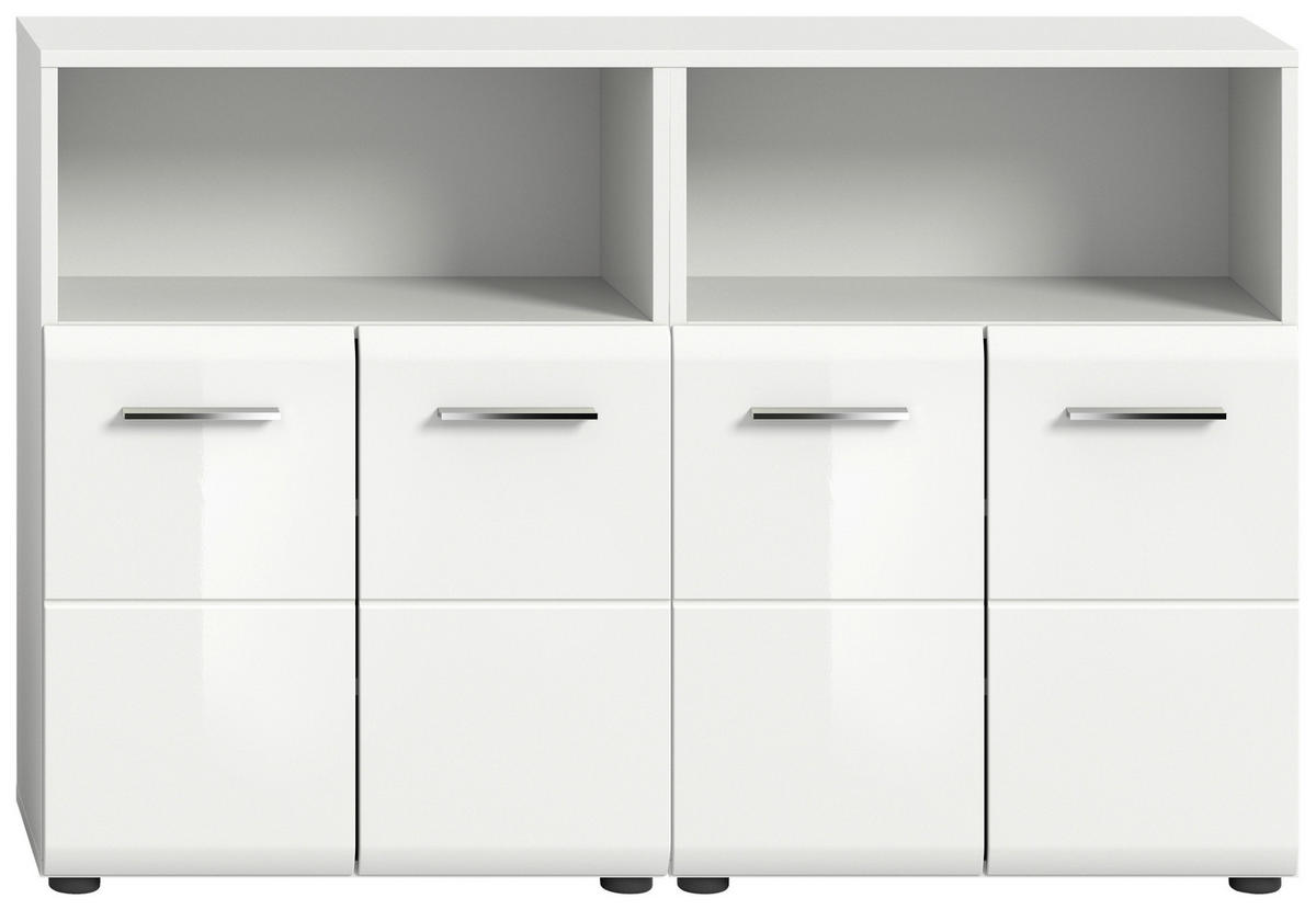 SREDNJE VISOKA OMARA 120/80/30 cm  - srebrne barve/črna, Moderno, umetna masa/leseni material (120/80/30cm) - MID.YOU