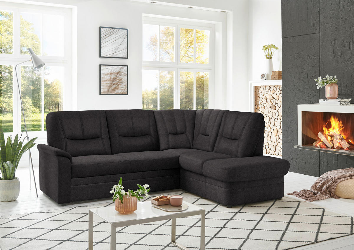 ECKSOFA Chenille Graubraun  - Graubraun/Schwarz, Konventionell, Kunststoff/Textil (235/185cm) - Beldomo Comfort