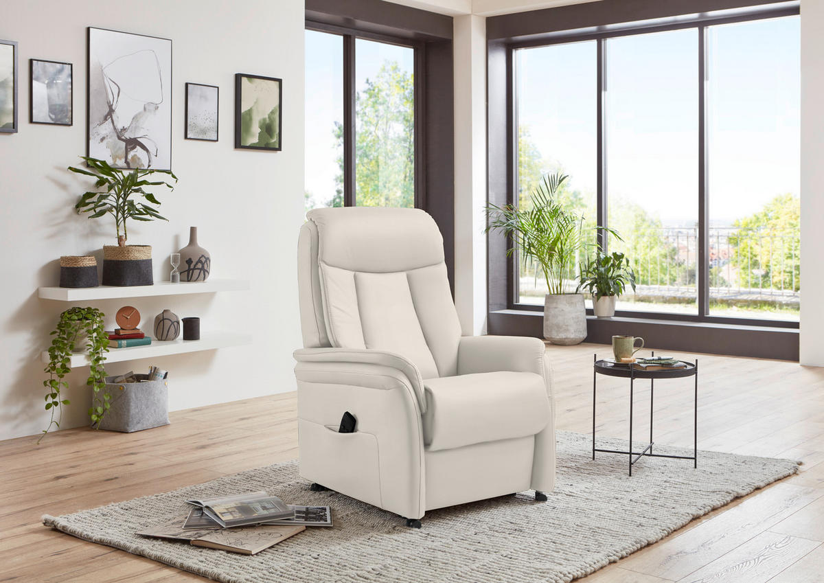 FERNSEHSESSEL in Beige  - Beige/Schwarz, Konventionell, Leder/Kunststoff (74/107/84cm) - Valdera