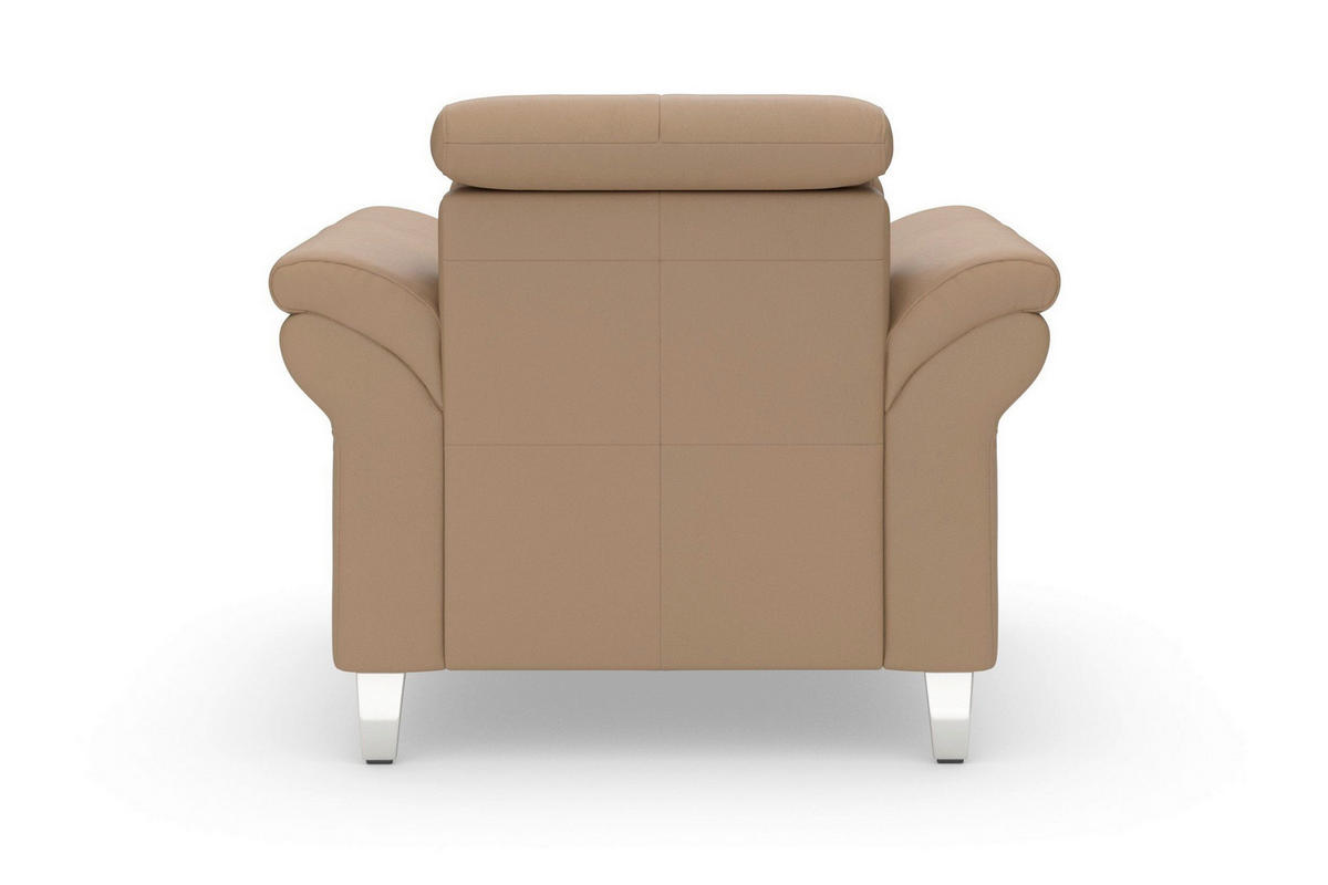 SESSEL in Echtleder Cappuccino  - Chromfarben/Cappuccino, Basics, Leder/Metall (101/84/93cm) - Sit & More