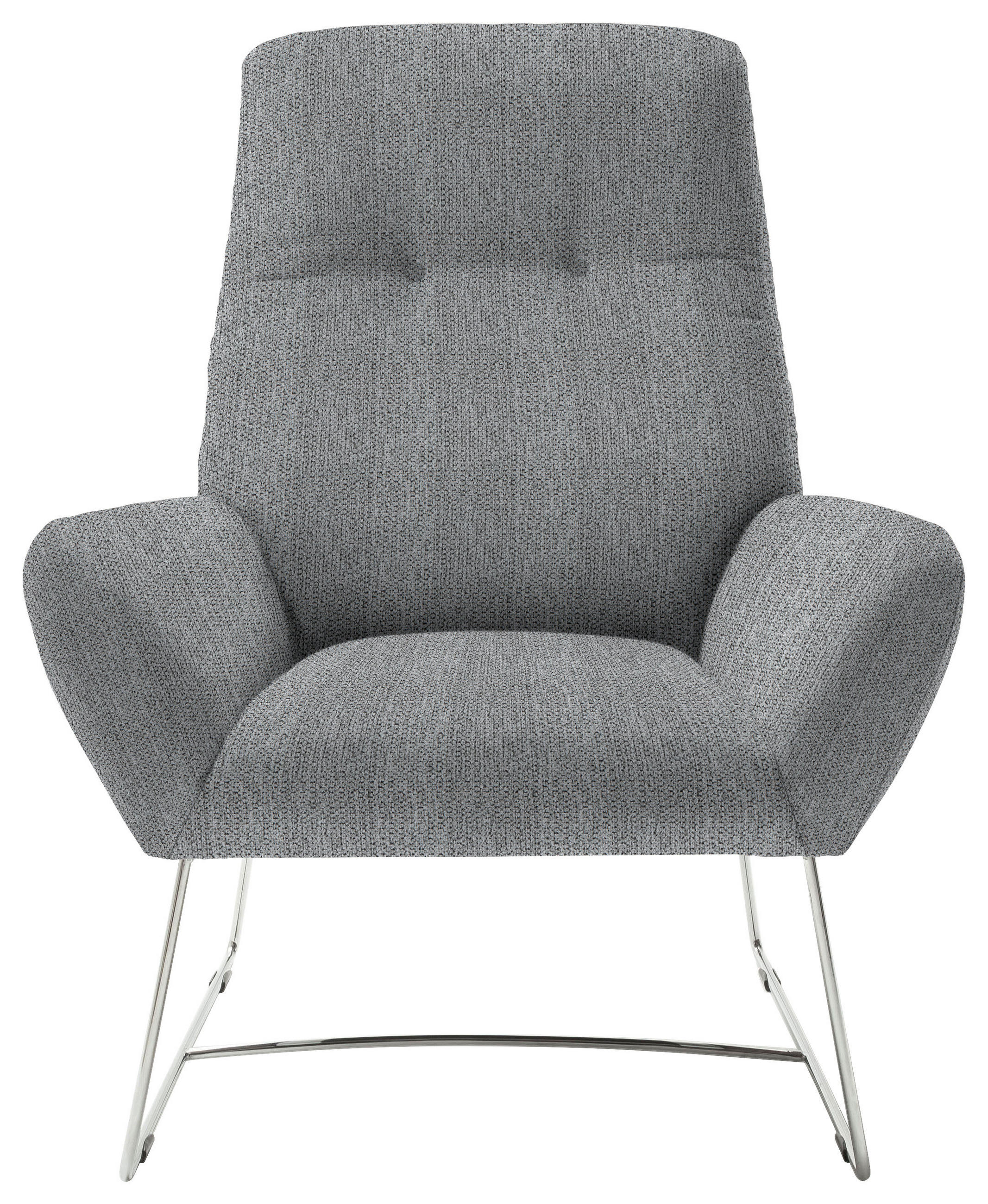 SESSEL in Flachgewebe Grau  - Chromfarben/Grau, Design, Textil/Metall (82/102/81cm) - Pure Home Lifestyle