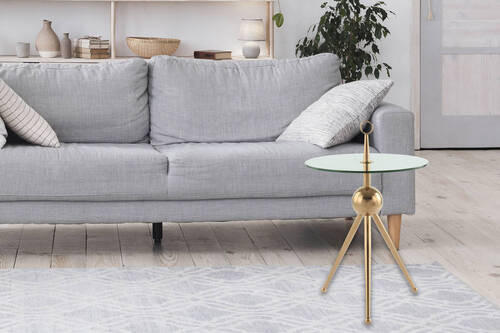 SIDOBORD i metall, glas 46/46/52 cm  - guldfärgad, Modern, metall/glas (46/46/52cm) - Kayoom
