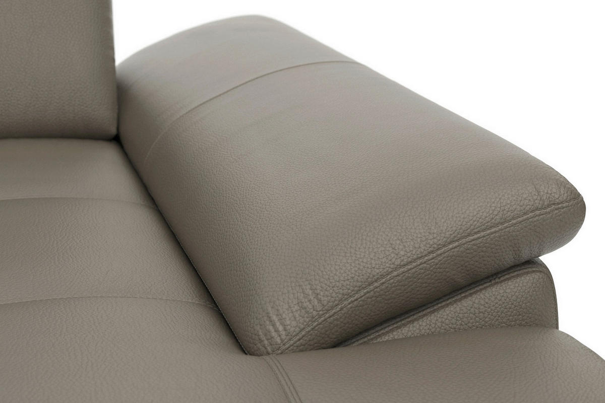 SEDACÍ SOUPRAVA, kůže, šedá - šedá/černá, Basics, kov/textil (223/363/176cm) - Sit & More