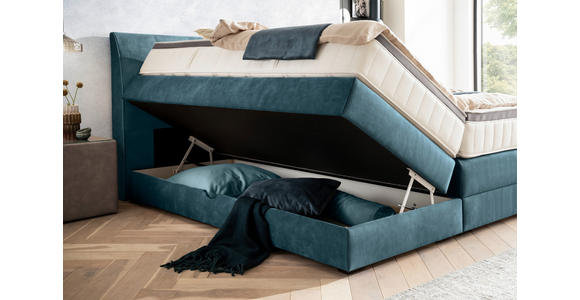 BOXSPRINGBETT 200/200 cm  in Petrol  - Wengefarben/Petrol, KONVENTIONELL, Holz/Textil (200/200cm) - Novel