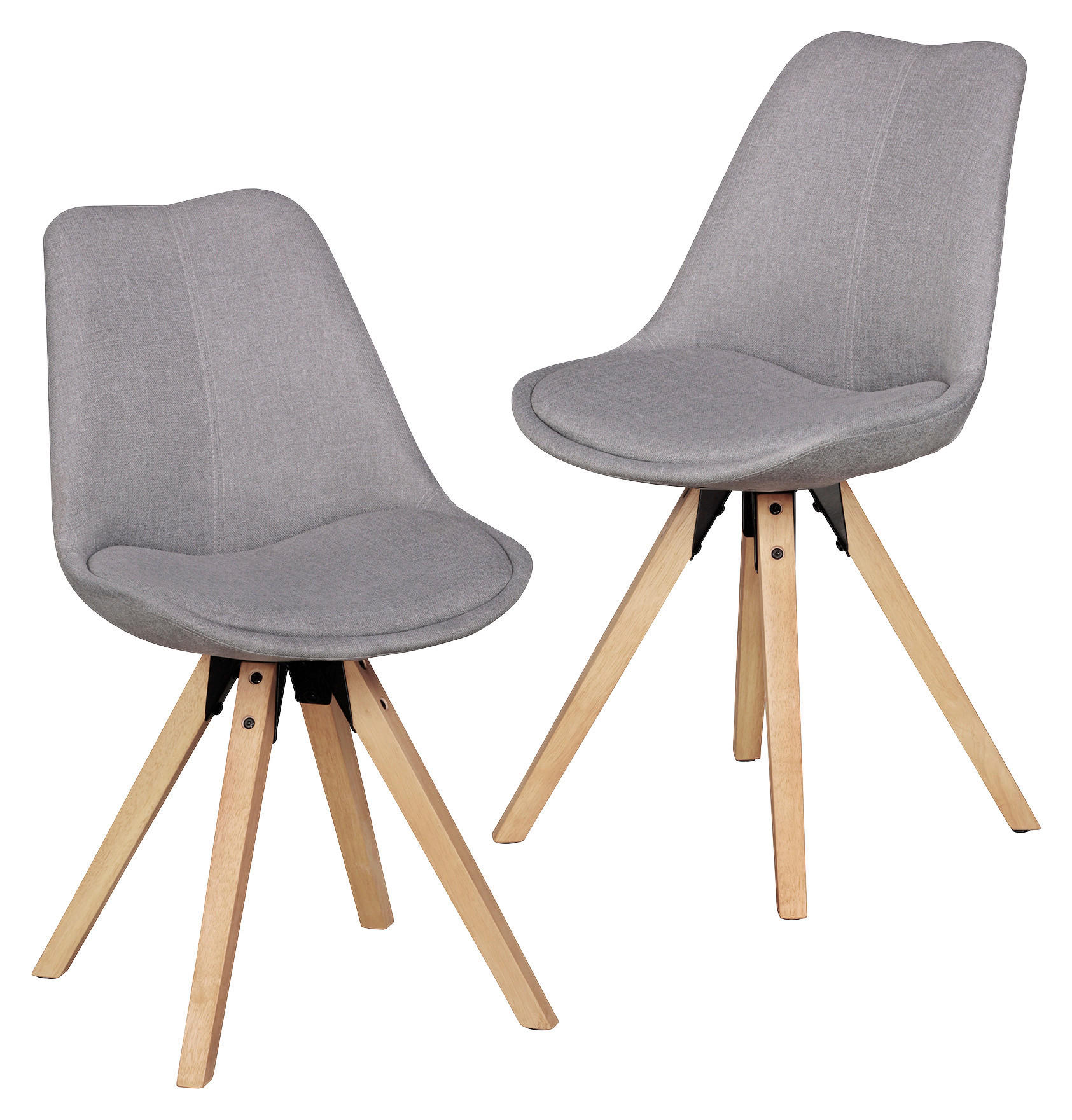 STUHL-SET 2 Stück in Webstoff matt - Eichefarben/Grau, Design, Holz/Kunststoff (48/89/42cm) - MID.YOU