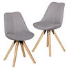 STUHL-SET 2 Stück  in Webstoff matt  - Eichefarben/Grau, Design, Holz/Kunststoff (48/89/42cm) - MID.YOU