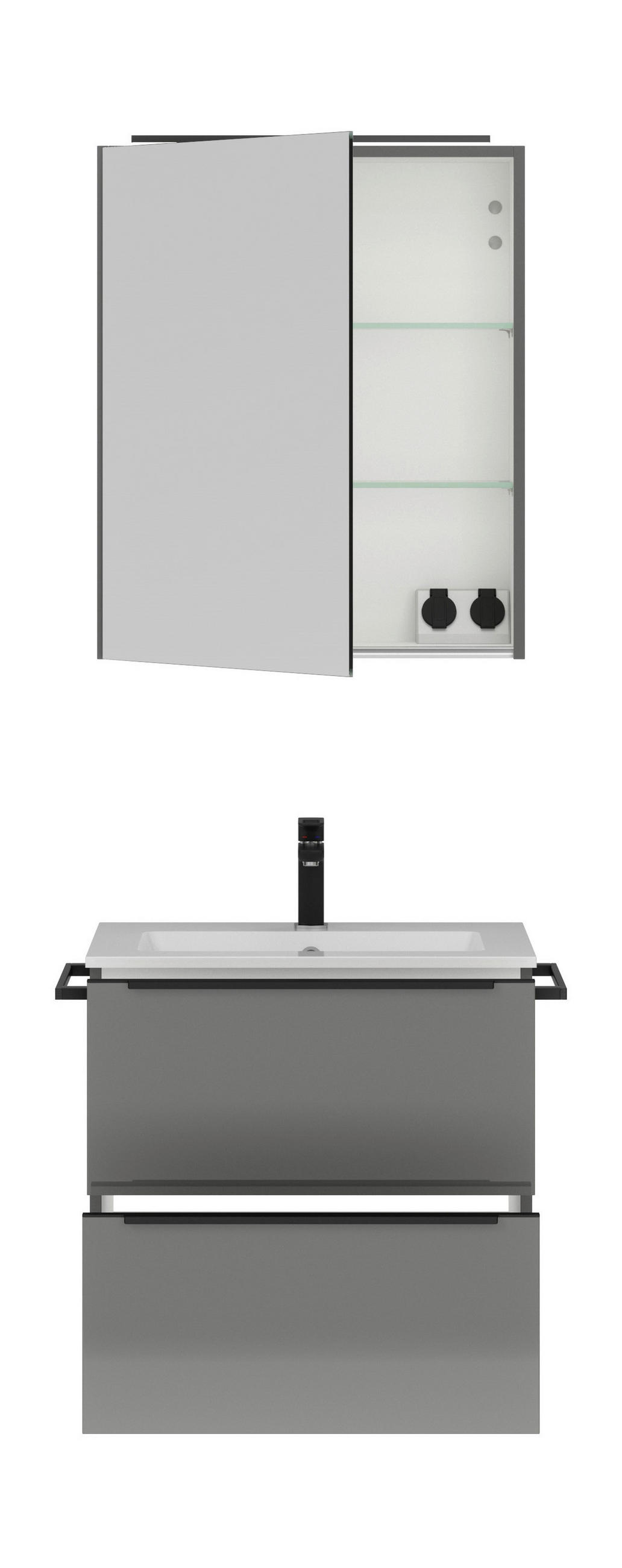 BADEZIMMER  in 61 cm  - Schieferfarben/Schwarz, MODERN, Holzwerkstoff/Stein (61cm) - Nobilia