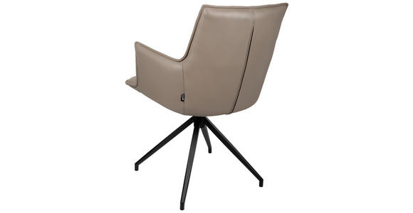 ARMLEHNSTUHL  in Eisen Echtleder pigmentiert  - Taupe/Schwarz, Design, Leder/Metall (60/89,5/63cm) - Novel