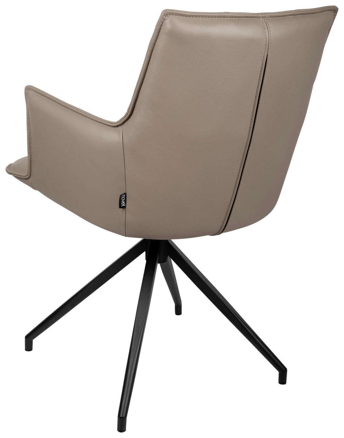 ARMLEHNSTUHL  in Eisen Echtleder pigmentiert  - Taupe/Schwarz, Design, Leder/Metall (60/89,5/63cm) - Novel