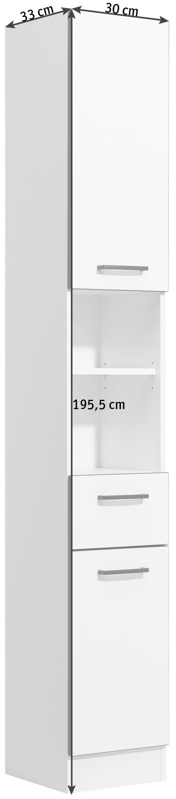 HOCHSCHRANK 30/195,5/33 cm  - Weiss/Anthrazit, Konventionell, Glas/Holzwerkstoff (30/195,5/33cm) - Xora