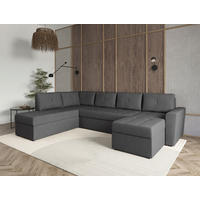 WOHNLANDSCHAFT TERMOLI Grau Jacquard  - Schwarz/Grau, Design, Kunststoff/Textil (212/297/155cm) - MID.YOU