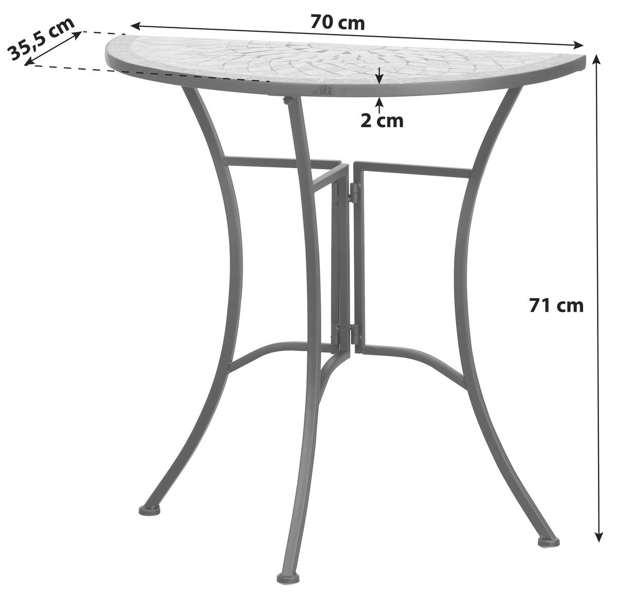 GARTENTISCH 70/35,5/71 cm Keramik formgebogen  - Multicolor/Schwarz, MODERN, Keramik/Metall (70/35,5/71cm) - Siena Garden