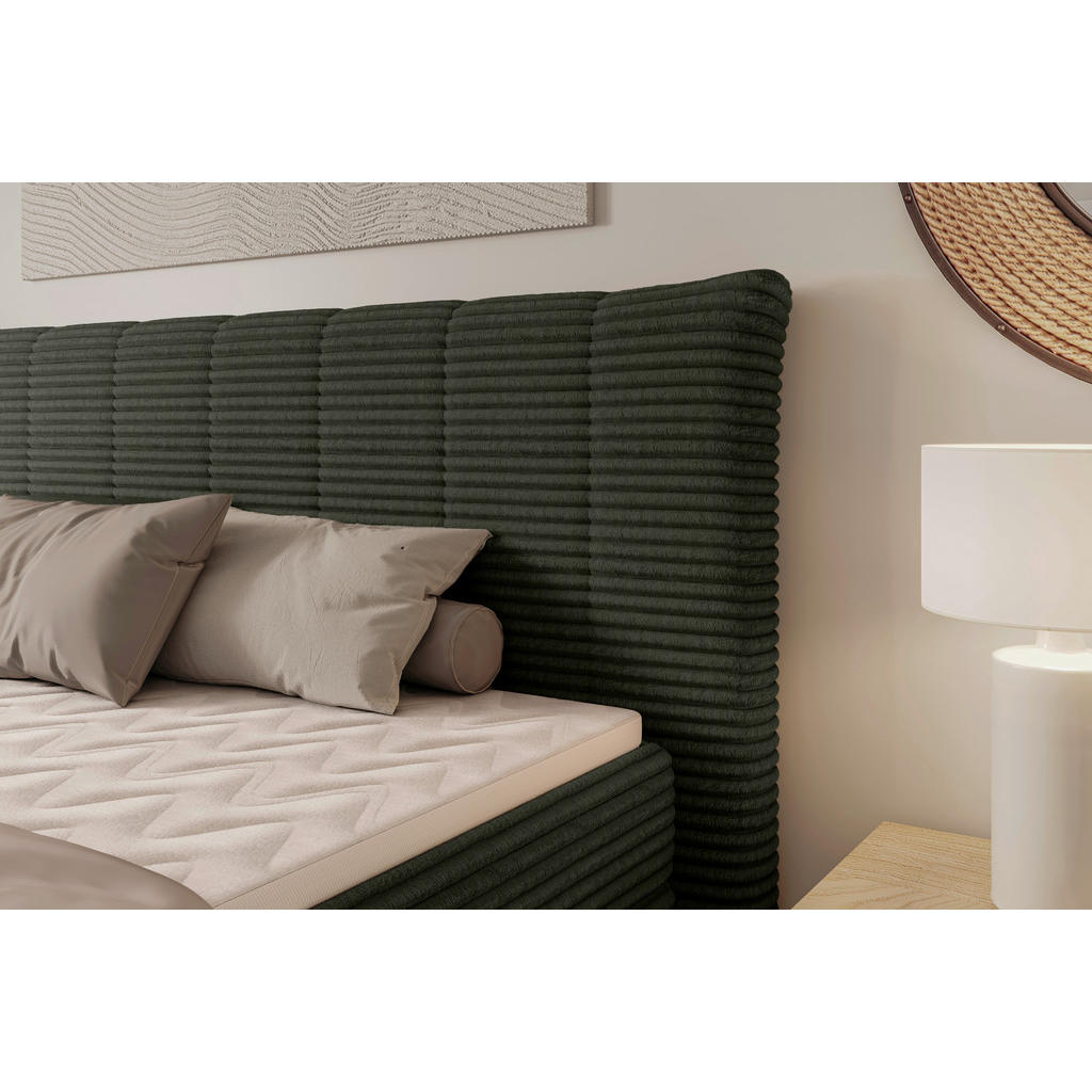 Thumbnail - Chameo Boxspringbett, Dunkelgrün, Textil, H4, 7-Zonen, Höhe ca. 17,5 cm, 180x200 cm, Made in EU, Oeko-Tex® Standard 100,...
