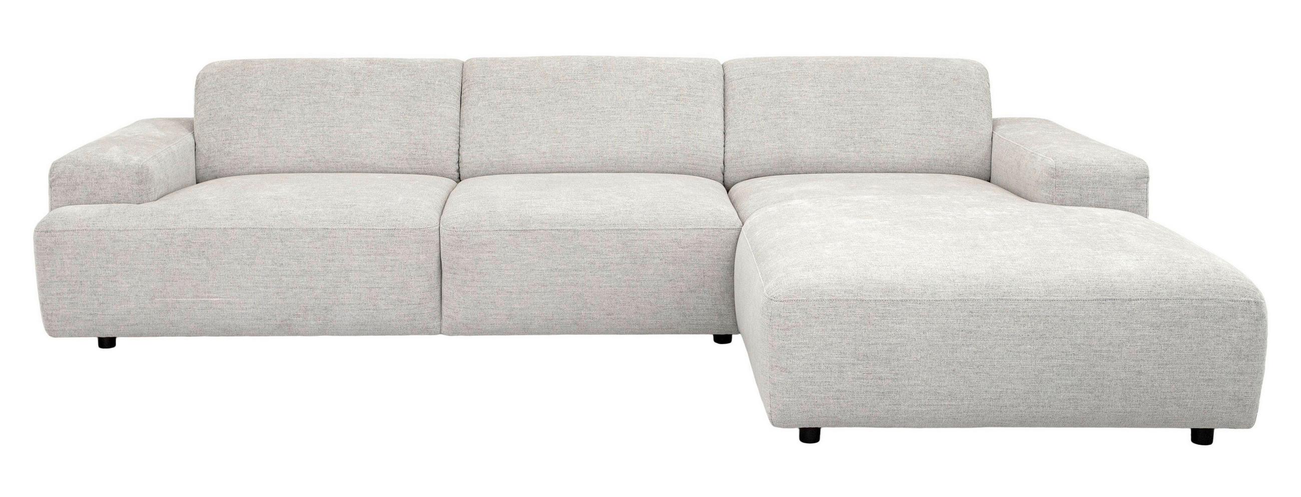 ECKSOFA  Flachgewebe Silberfarben  - Silberfarben/Schwarz, Konventionell, Kunststoff/Textil (294/184cm) - Hom`in