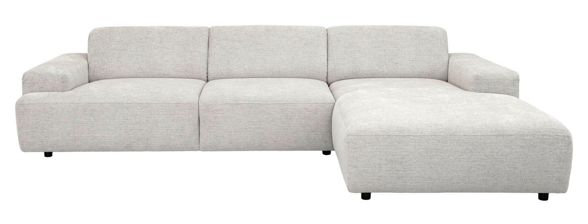 ECKSOFA Silberfarben Flachgewebe Rücken echt  - Silberfarben/Schwarz, KONVENTIONELL, Kunststoff/Textil (294/184cm) - Hom`in