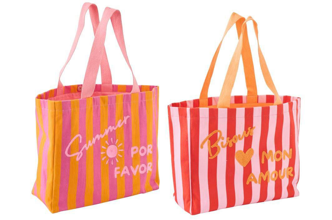 STRANDTASCHE Orange, Rosa  - Orange/Rosa, Basics, Textil (35/40/15cm)