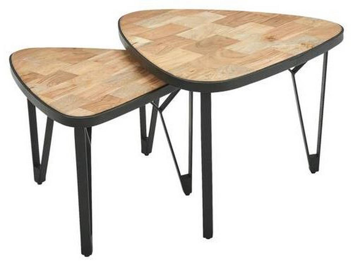 COUCHTISCHSET in Holz 60/60/45 cm  - Schwarz/Braun, Modern, Holz/Metall (60/60/45cm) - MID.YOU