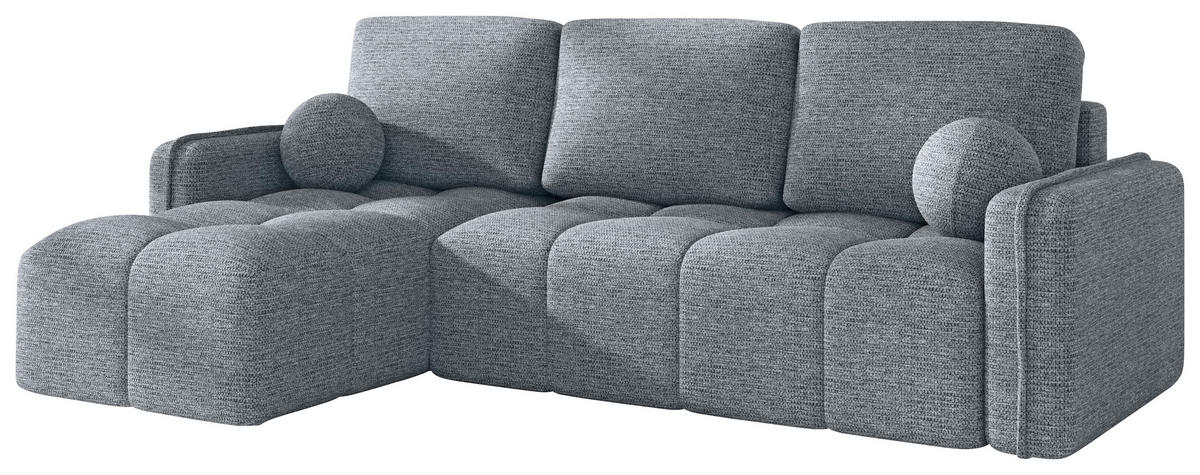 ECKSOFA  in Flachgewebe Grau  - Schwarz/Grau, MODERN, Kunststoff/Textil (142/240cm) - Carryhome
