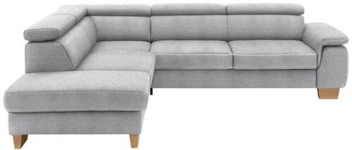 ECKSOFA in Mikrofaser Hellgrau  - Eichefarben/Beige, Natur, Holz/Textil (226/273cm) - Beldomo System