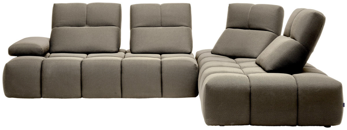 ECKSOFA Struktur Beigebraun  - Beigebraun/Schwarz, Design, Kunststoff/Textil (313/233cm) - Belluti