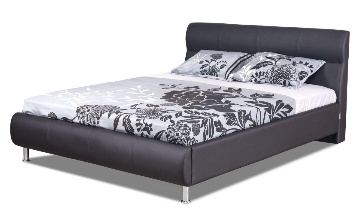 Pat tapitat 160x200 cm  in negru  - culoare crom/negru, Basics, plastic/lemn (167/95/218cm) - Boxxx