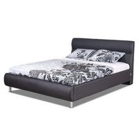 PAT TAPIȚAT 160x200 cm  in negru  - culoare crom/negru, Basics, plastic/lemn (167/95/218cm) - Boxxx