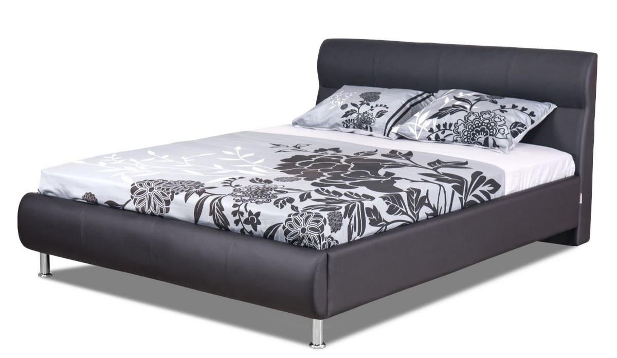 PAT TAPIȚAT 160x200 cm  in negru  - culoare crom/negru, Basics, plastic/lemn (167/95/218cm) - Boxxx