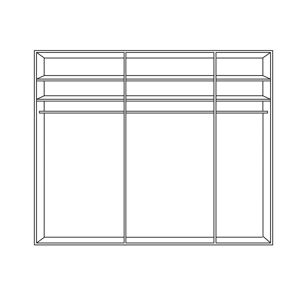 SCHWEBETÜRENSCHRANK in Schieferfarben, Eiche Bianco  - Eiche Bianco/Schieferfarben, Konventionell, Holzwerkstoff (250/217/67cm) - Voleo