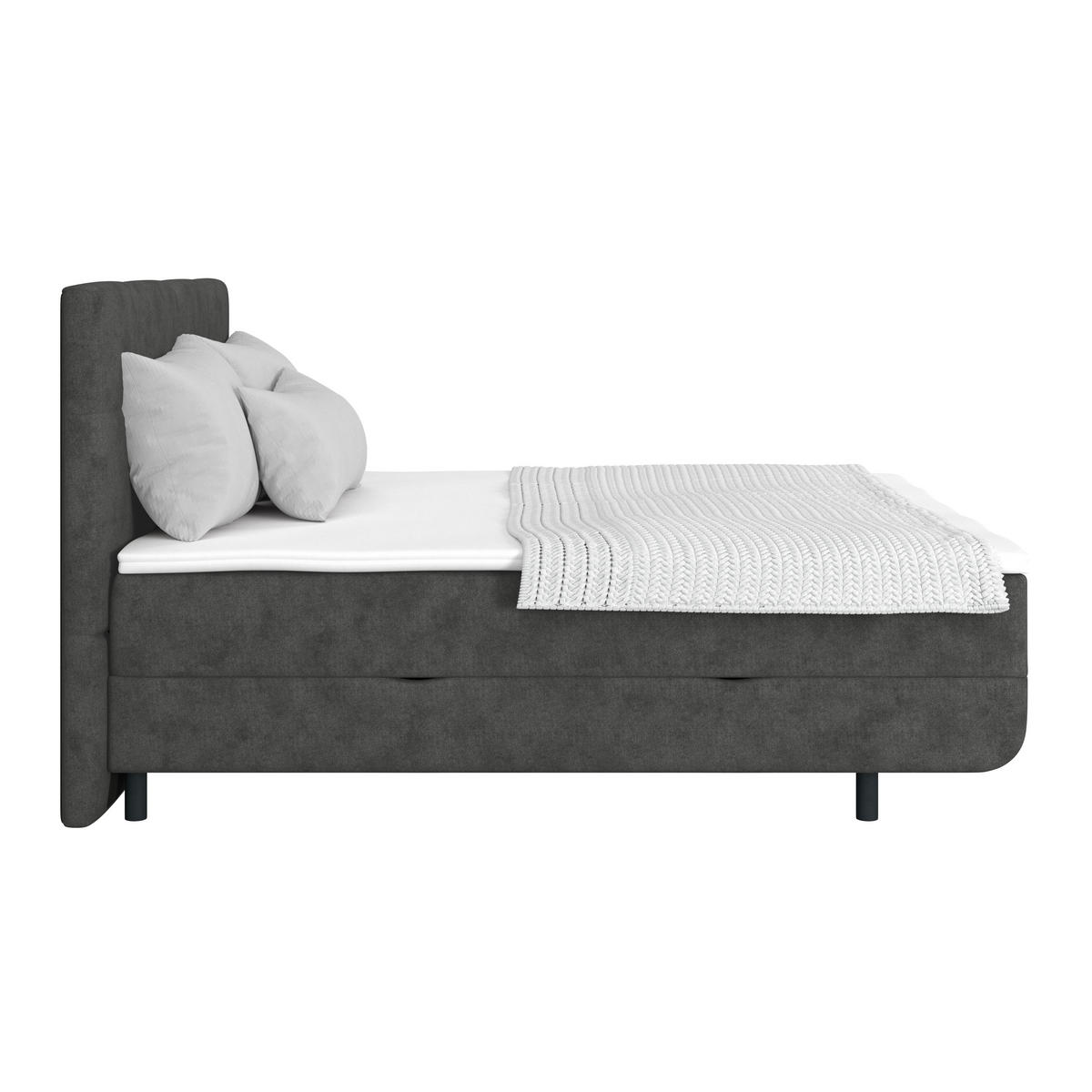 POLSTERBETT Bettkasten, Topper 180/200 cm  in Dunkelgrau  - Dunkelgrau/Schwarz, MODERN, Kunststoff/Textil (180/200cm) - MID.YOU