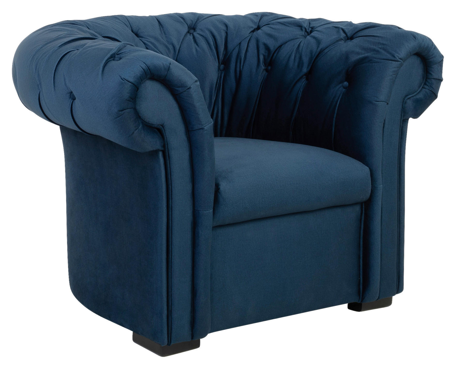 CHESTERFIELD-FOTEL - sötétkék/fekete, Design, textil/fa (114/78/91cm) - MID.YOU