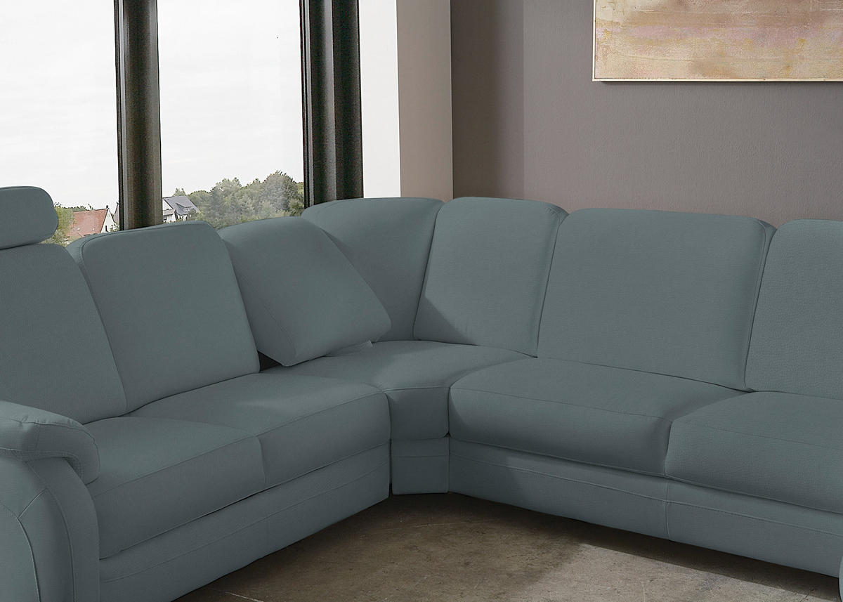 WOHNLANDSCHAFT Echtleder Grau  - Alufarben/Grau, Konventionell, Leder/Metall (239/329/165cm) - Beldomo Premium