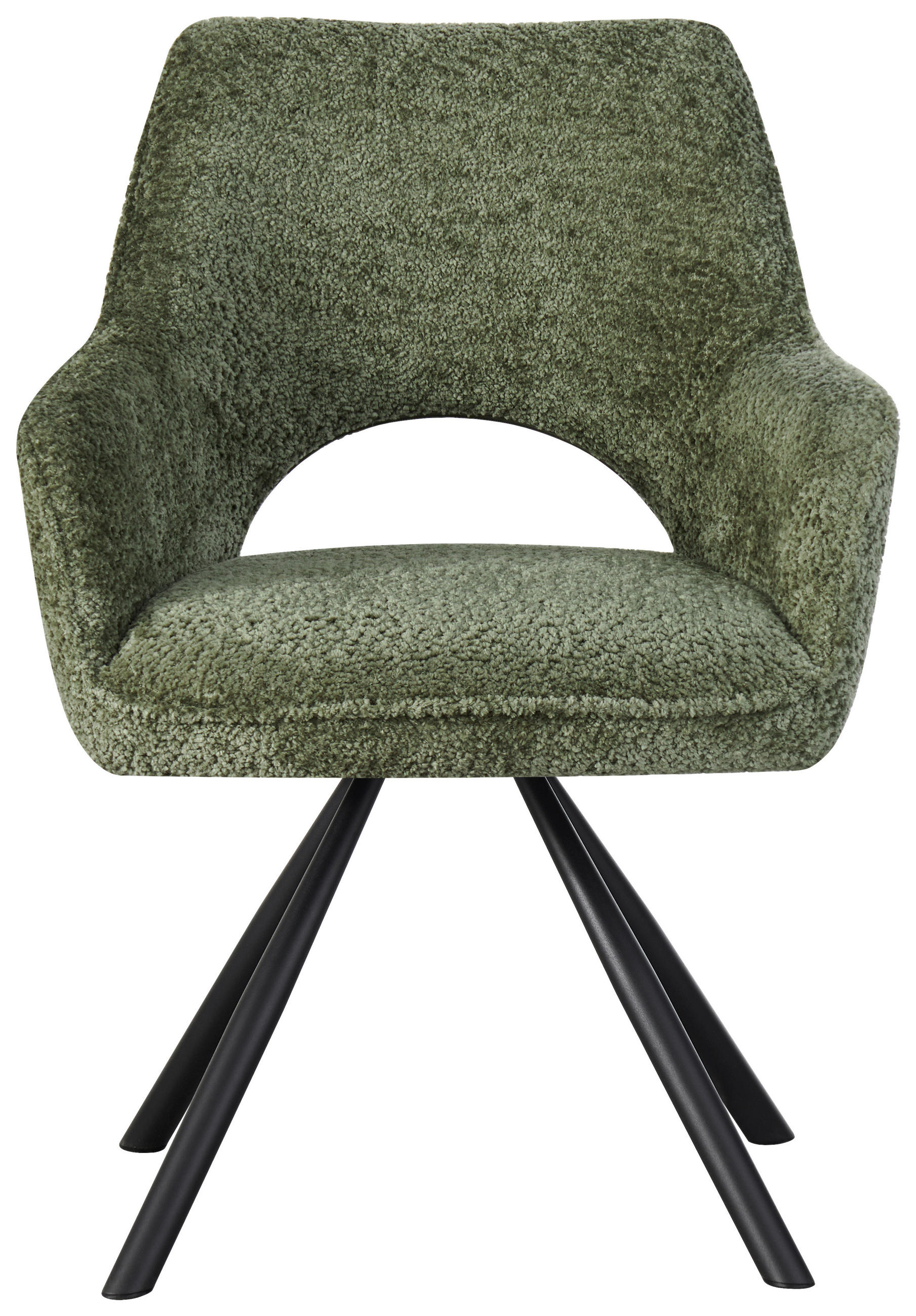 STOL MED ARMSTÖD järn teddy tyg  - grön/svart, Design, metall/textil (60/85/63cm) - Ambia Home