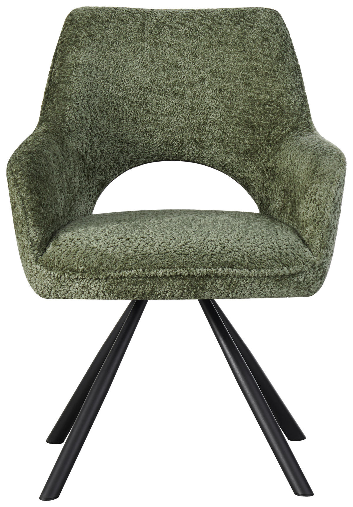 ARMLEHNSTUHL  in Eisen Teddystoff  - Schwarz/Grün, Design, Textil/Metall (60/85/63cm) - Ambia Home