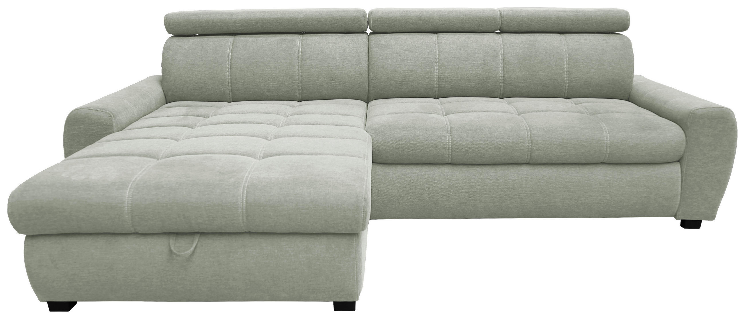 ECKSOFA inkl.Funktionen Hellgrau Webstoff  - Hellgrau/Schwarz, Design, Kunststoff/Textil (276/173cm) - Stylife