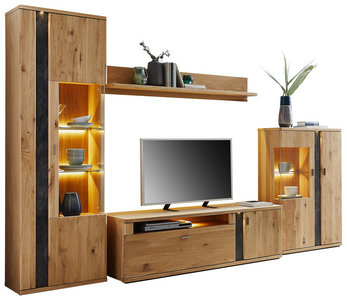 Wohnwand 4 Teilig Mit Echtholz Und Glas Shoppen