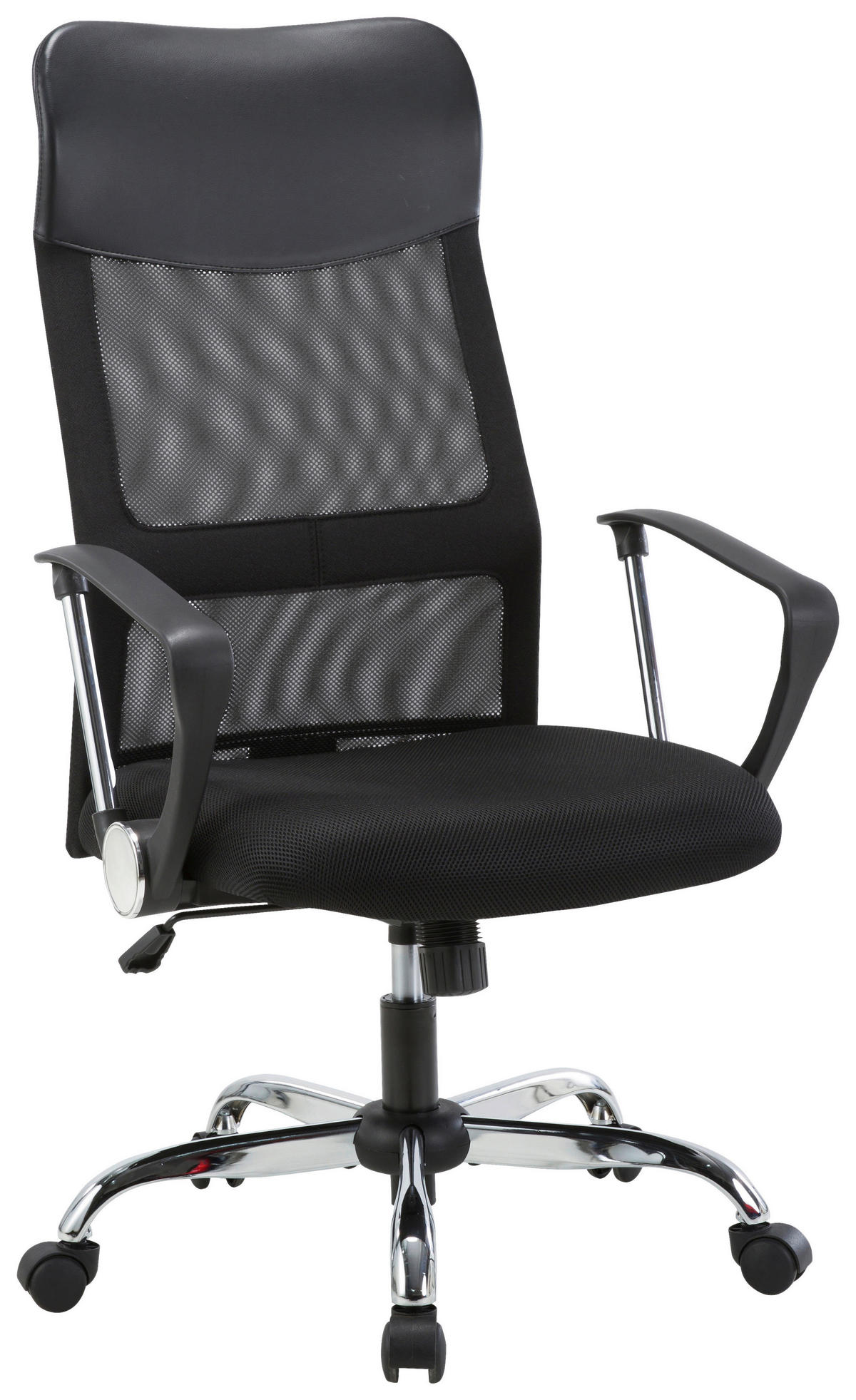 DREHSTUHL Webstoff Schwarz  - Chromfarben/Schwarz, Konventionell, Kunststoff/Textil (67/106-113/57cm) - Boxxx