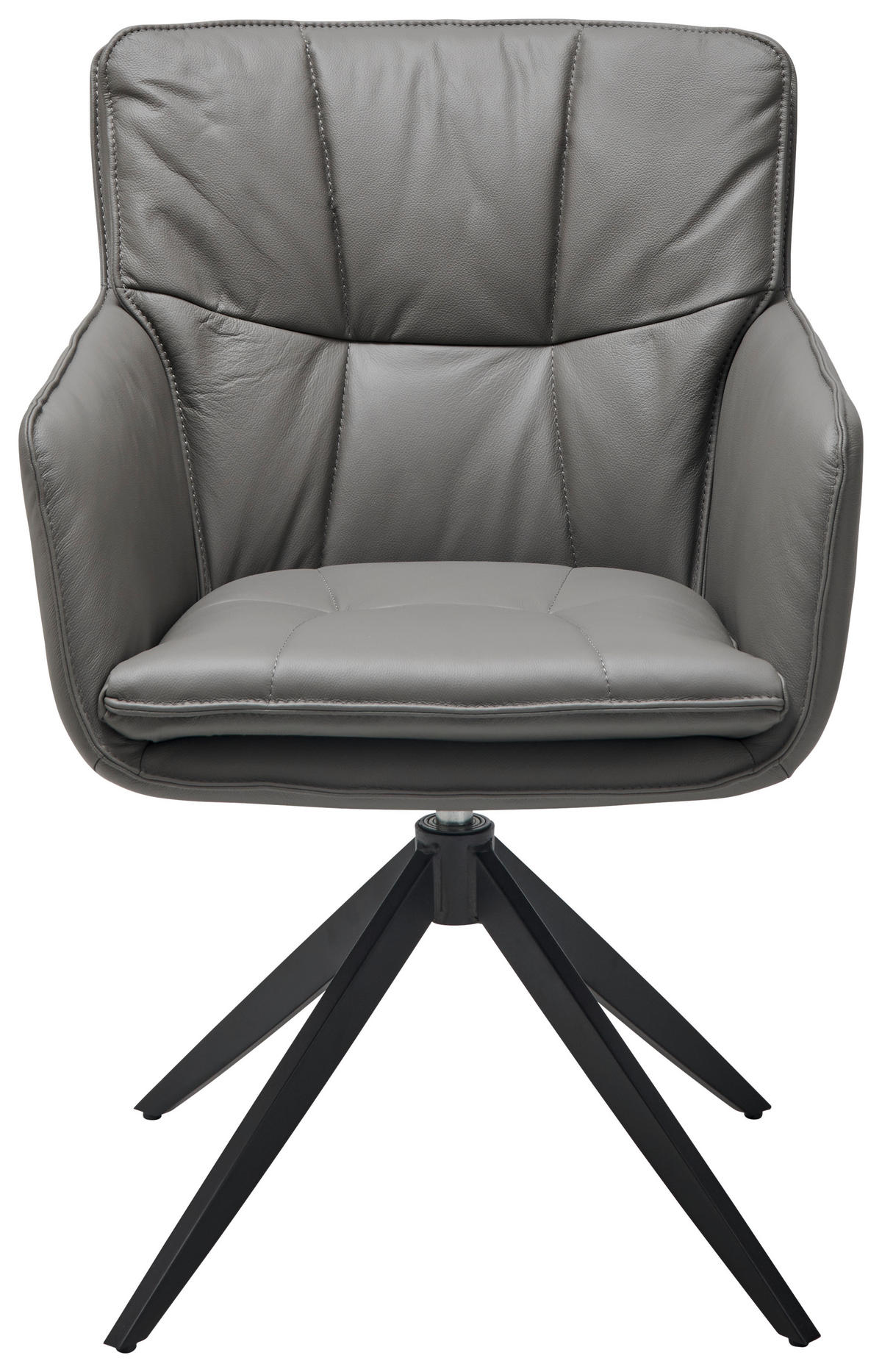 ARMLEHNSTUHL  in Stahl Echtleder pigmentiert  - Dunkelgrau/Schwarz, Design, Leder/Metall (59/87/64.5cm) - Livetastic