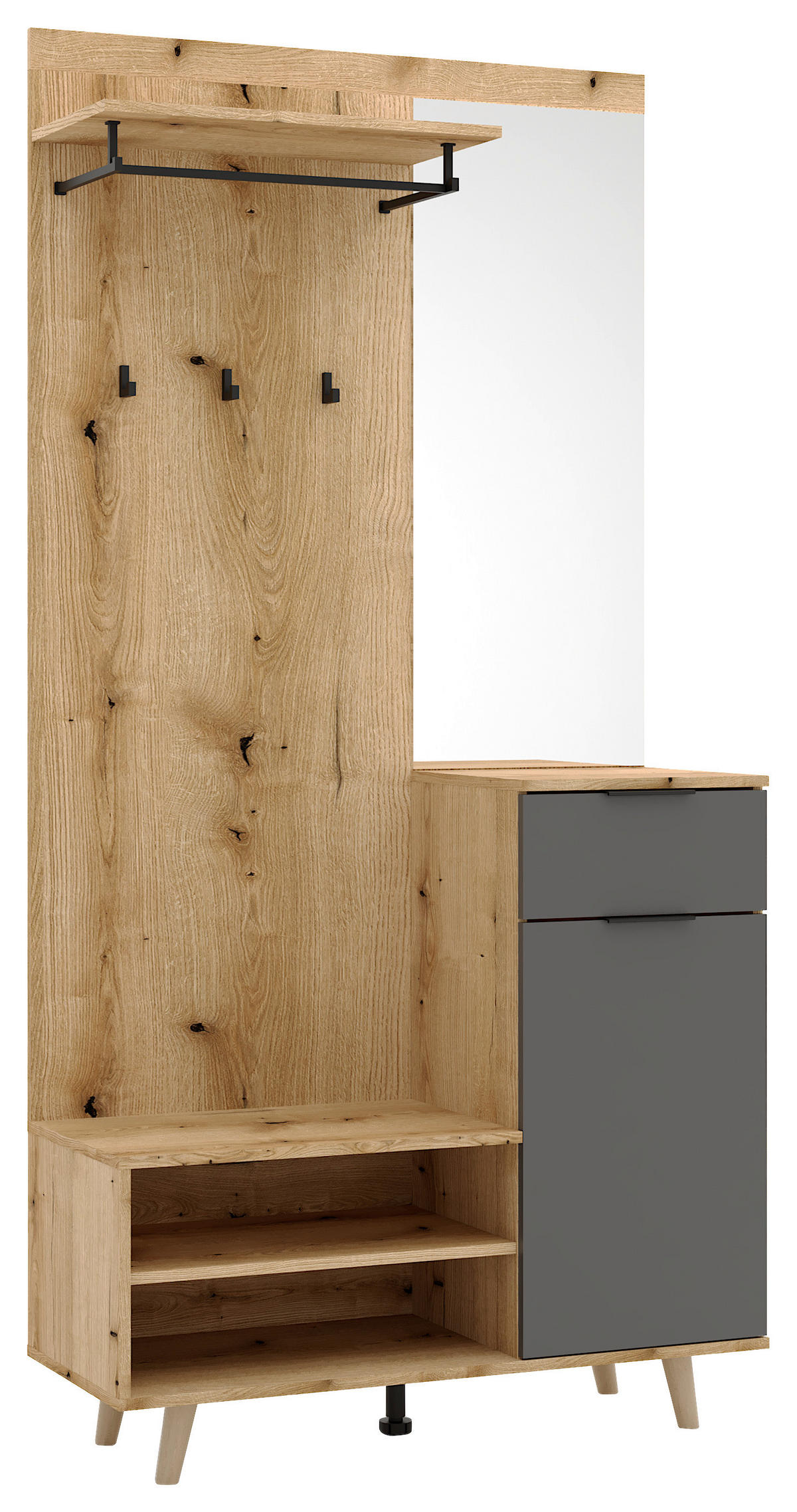 GARDEROBE  in 100/204/40 cm  - Graphitfarben/Eiche Artisan, KONVENTIONELL, Holzwerkstoff (100/204/40cm) - Boxxx
