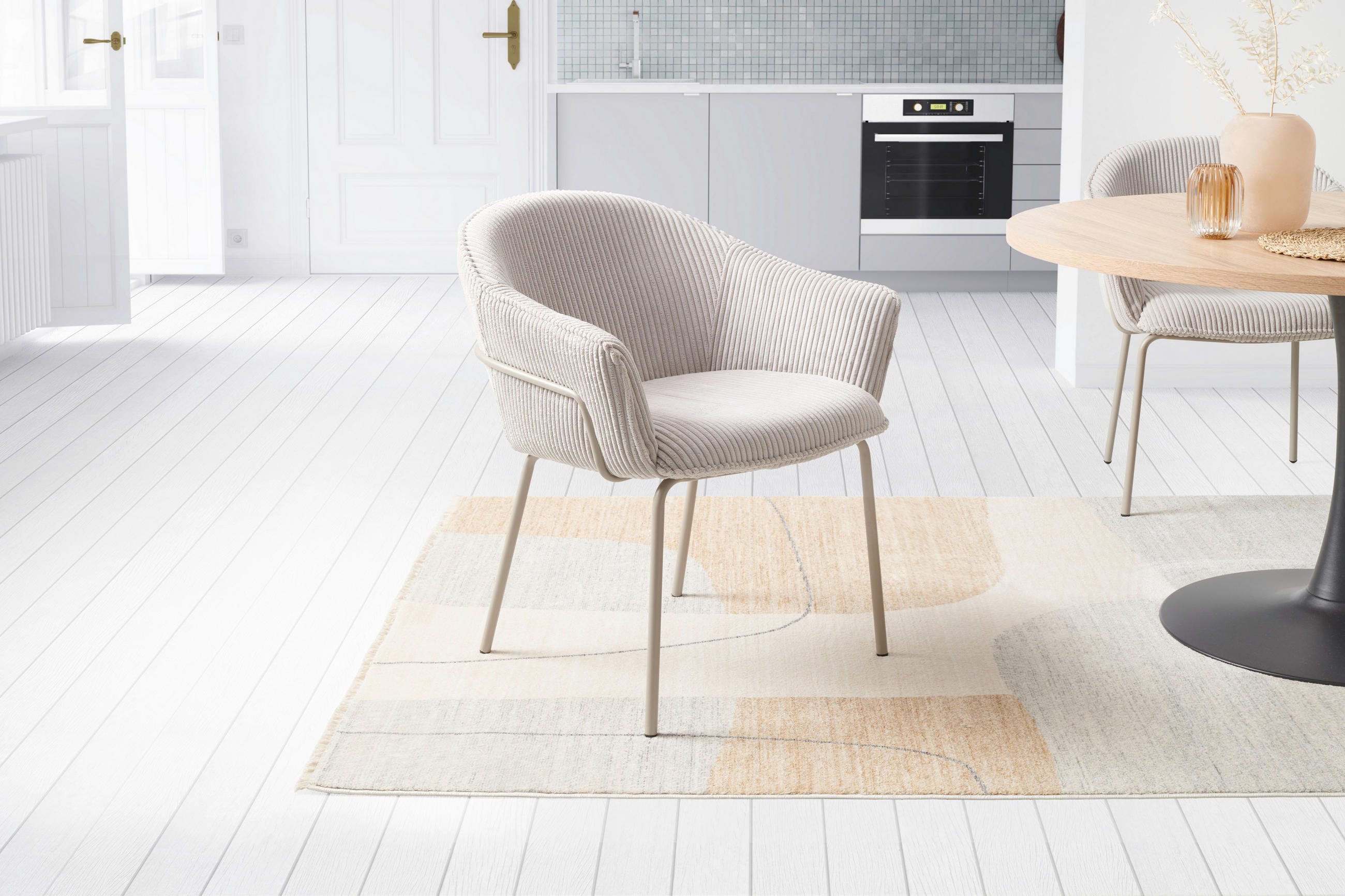 ARMLEHNSTUHL  in Eisen Cord  - Hellgrau, MODERN, Holz/Textil (66/82/66cm) - Livetastic