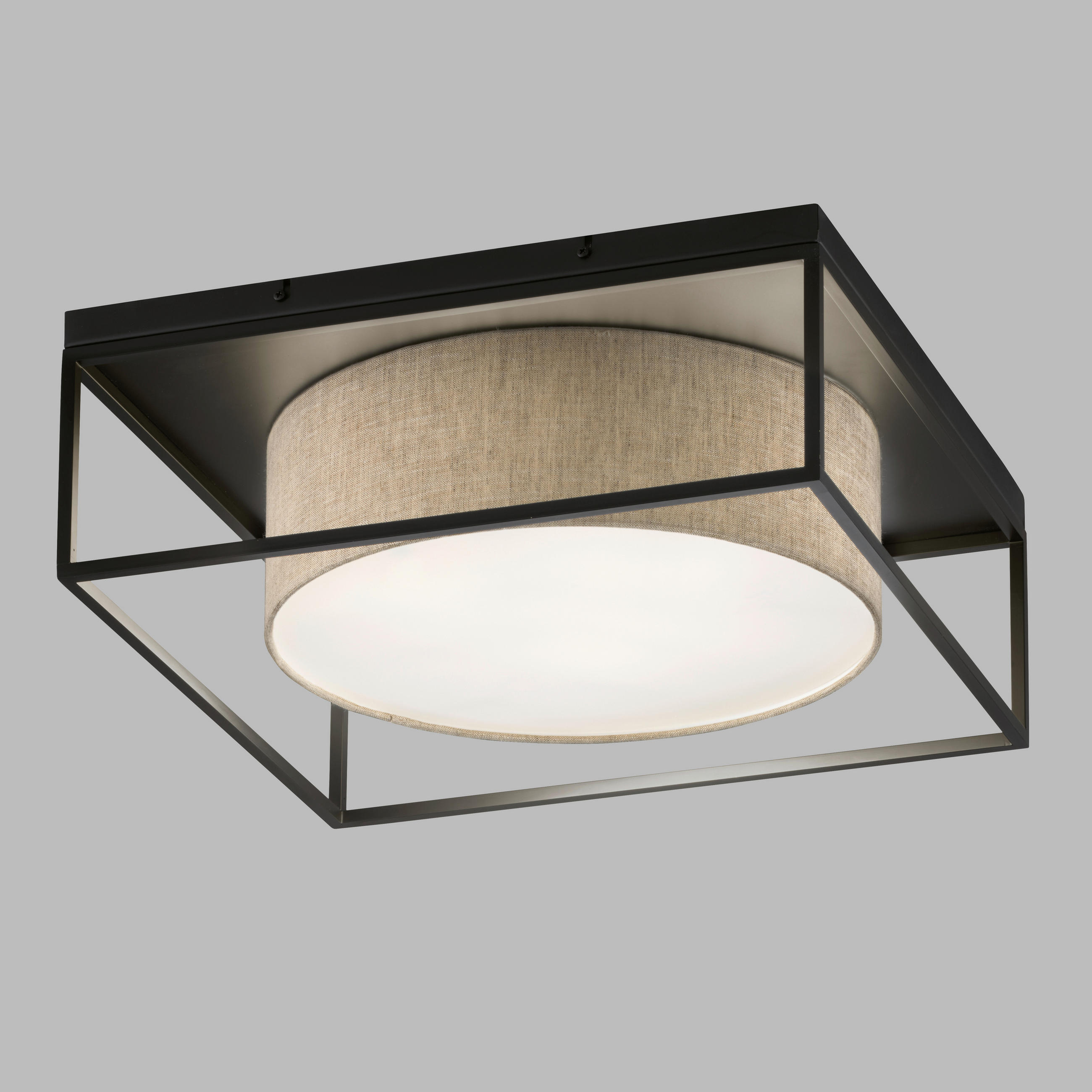 DECKENLEUCHTE Carre 60/60 cm   - Schwarz, Trend, Glas/Metall (60/60cm)