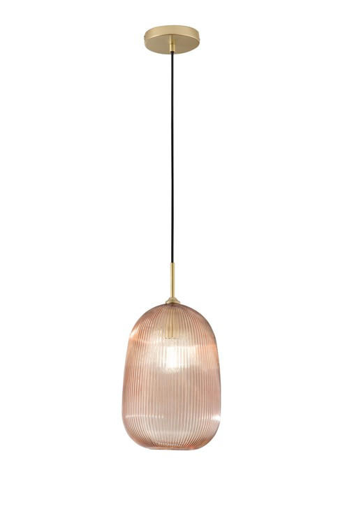 HÄNGELEUCHTE 21/202 cm  - Goldfarben/Bernsteinfarben, Trend, Glas/Metall (21/202cm)