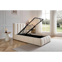 POLSTERBETT 90/200 cm, inkl. gepolstertes Kopfteil, Lattenrost, Bettkasten,  in Beige  - Beige/Schwarz, Design, Holz/Kunststoff (90/200cm) - Boxxx