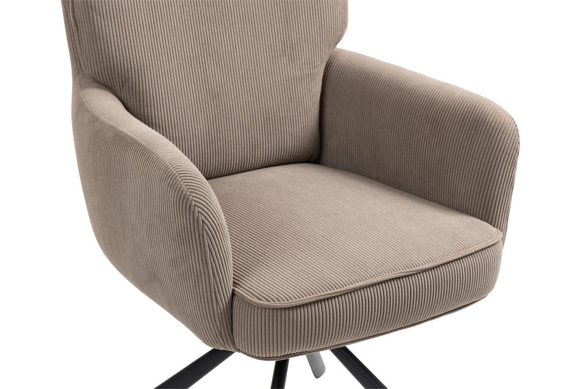 ARMLEHNSTUHL  in Cord  - Schwarz/Braun, KONVENTIONELL, Textil/Metall (60/95/67cm) - MID.YOU