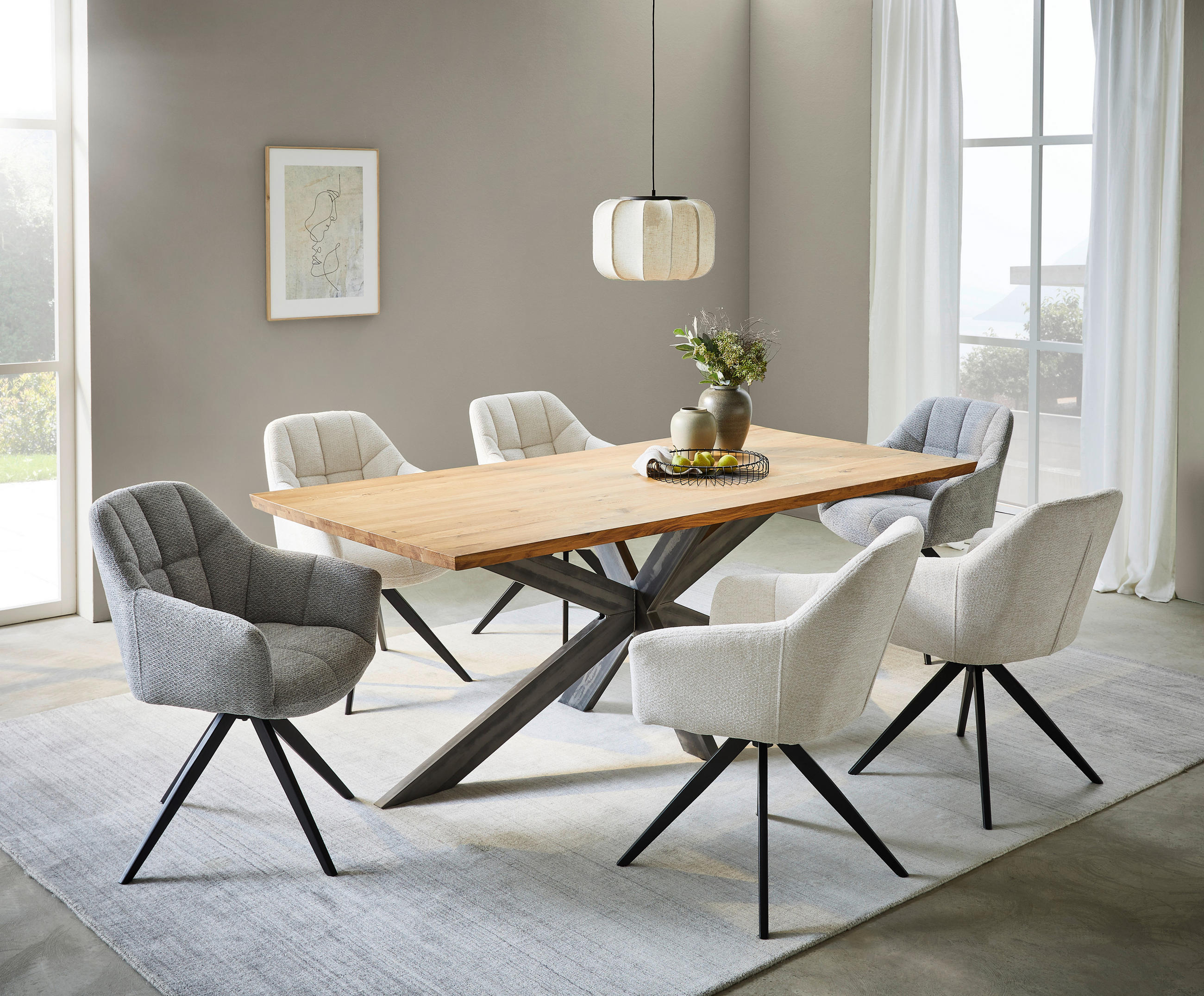 SCAUN CU BRAȚE in gri, negru  - negru/gri, Design, metal/textil (61/84/62cm) - Novel