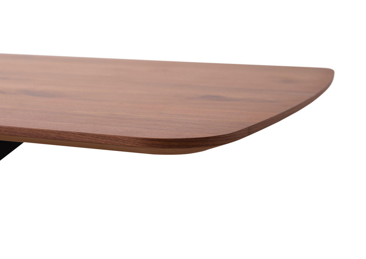 ESSTISCH Nussbaum furniert oval Schwarz, Nussbaumfarben  - Nussbaumfarben/Schwarz, Design, Holz/Metall (220/100/76cm) - Koinor