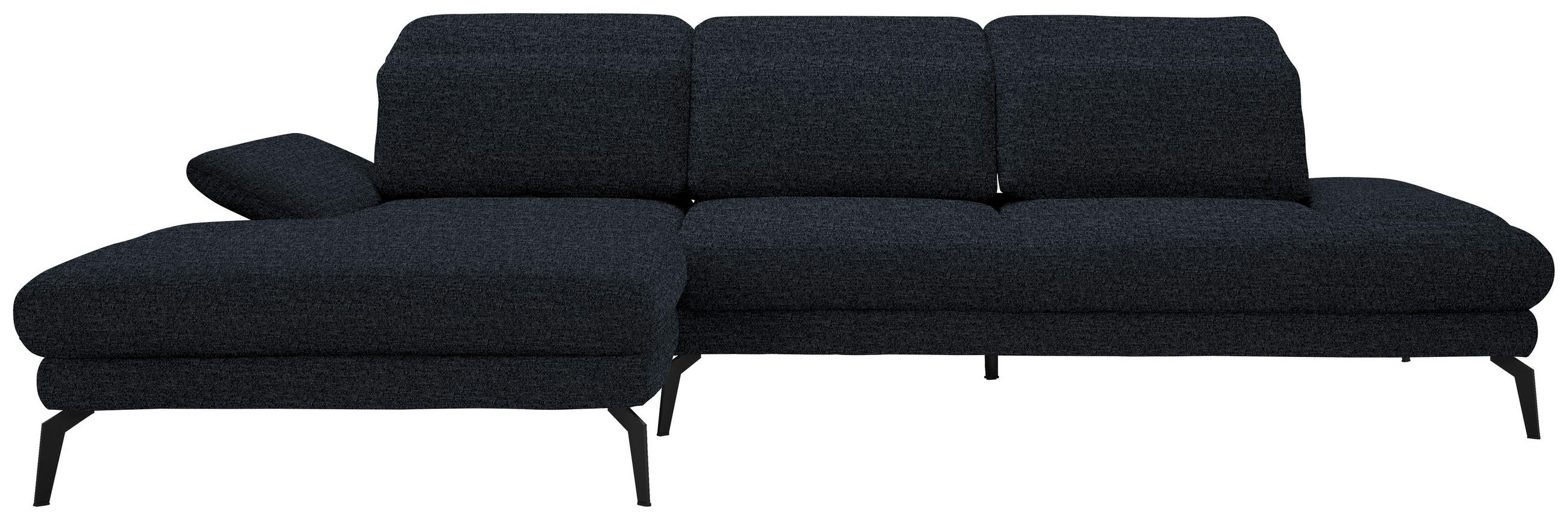 ECKSOFA in Webstoff Anthrazit  - Anthrazit/Schwarz, Design, Textil/Metall (180/289cm) - Stylife