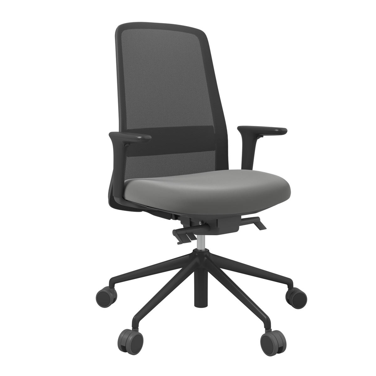 DREHSTUHL Lederlook Grau, Schwarz  - Schwarz/Grau, MODERN, Kunststoff/Textil (70/103-115/70cm)