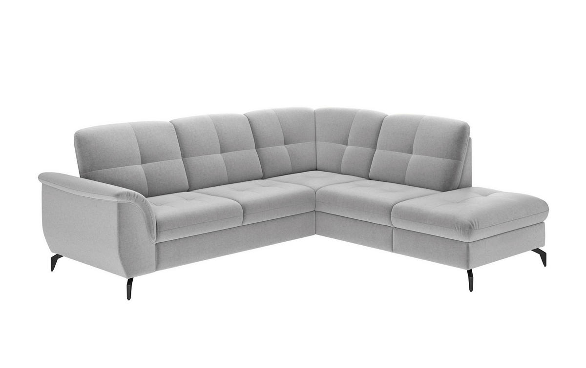 ECKSOFA in Flachgewebe Hellgrau  244/212 cm  - Hellgrau/Schwarz, MODERN, Textil/Metall (244/212cm) - Sit & More