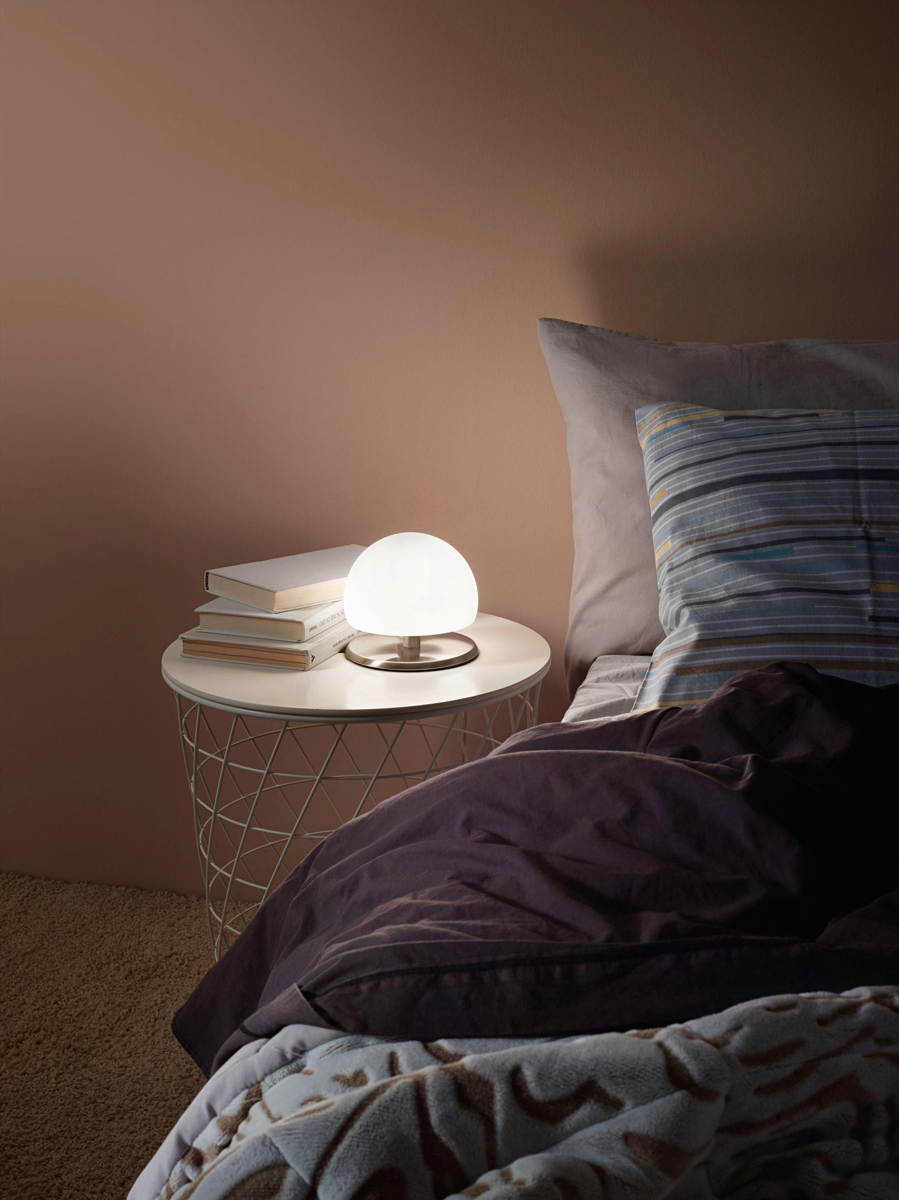 LED-TISCHLEUCHTE MORGANA 15/13 cm   - Weiß/Nickelfarben, Design, Glas/Metall (15/13cm) - Fabas Luce
